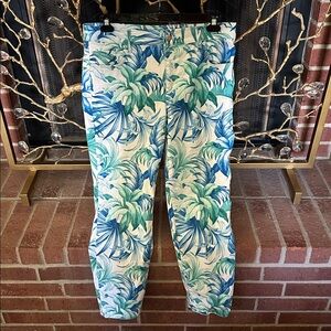 Tropical Leaf Print Women's Pants